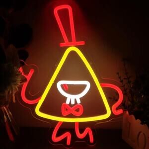 Gravity Falls Bill Cypher Neon Sign Red And Yellow Night Light Room Wall Decor
